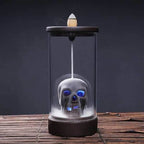 Immortal Skull Backflow Glass Incense Burner With LED - Brown