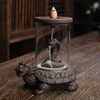 Turtle Windproof Backflow Incense Burner With Snake Inside - 
