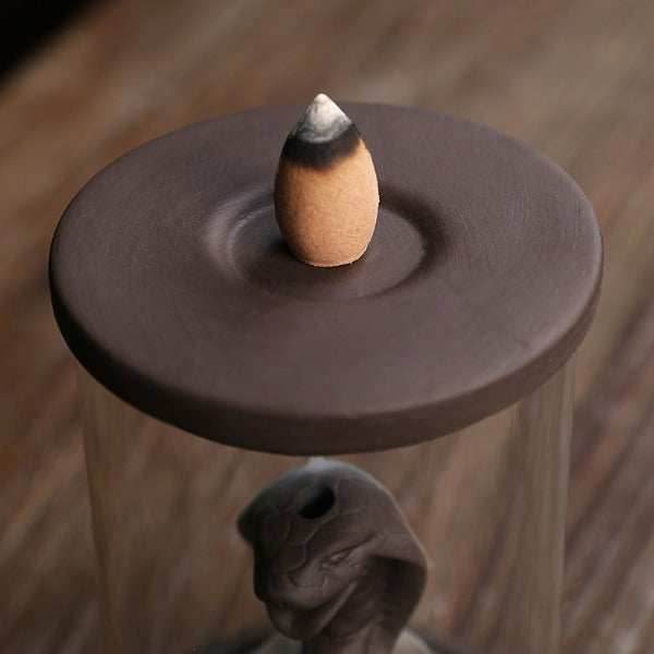 Turtle Windproof Backflow Incense Burner With Snake Inside - 