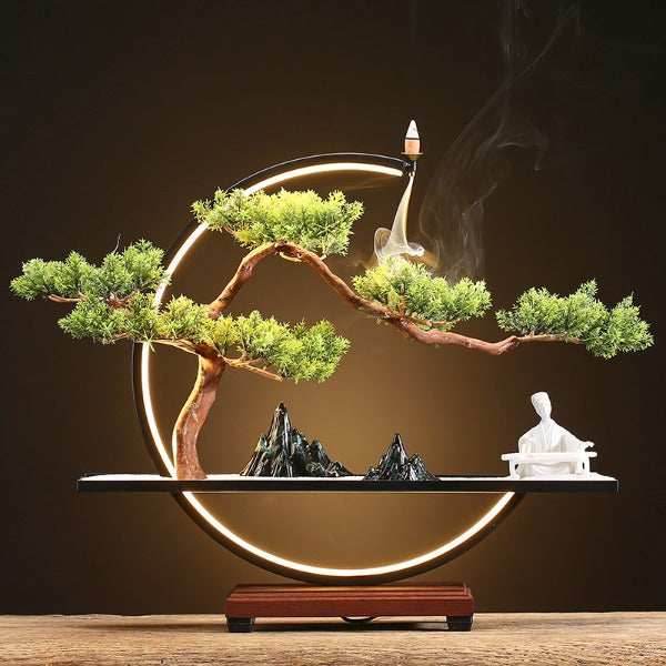 Zen Ring LED Backflow Incense Burner Lamp With Tree - 