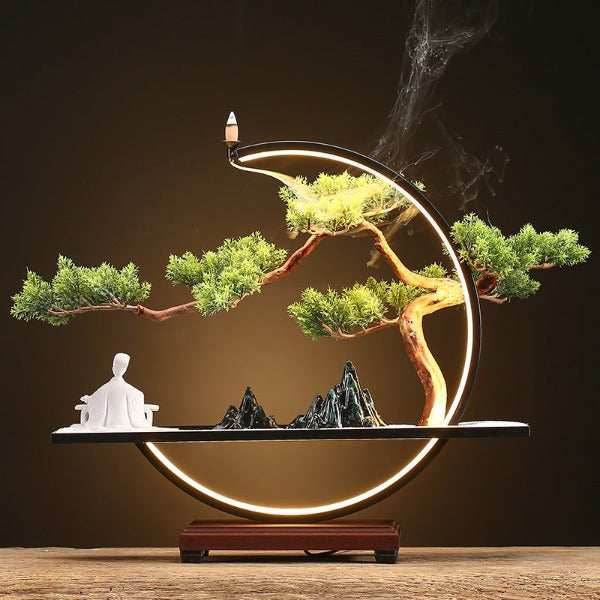 Zen Ring LED Backflow Incense Burner Lamp With Tree - 