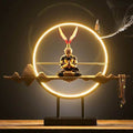 Monkey King Mountain Backflow Incense Burner With Led Lamp - Black