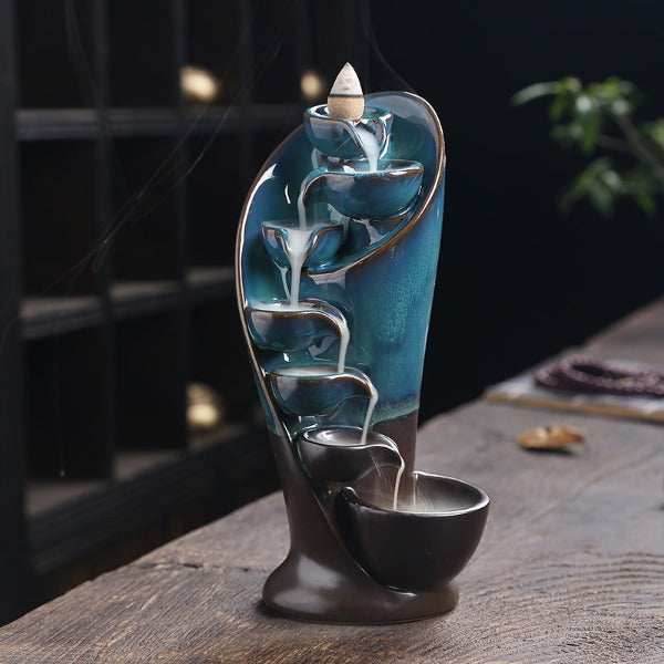 SpaceKeeper Waterfall Backflow Incense Burner - Blue