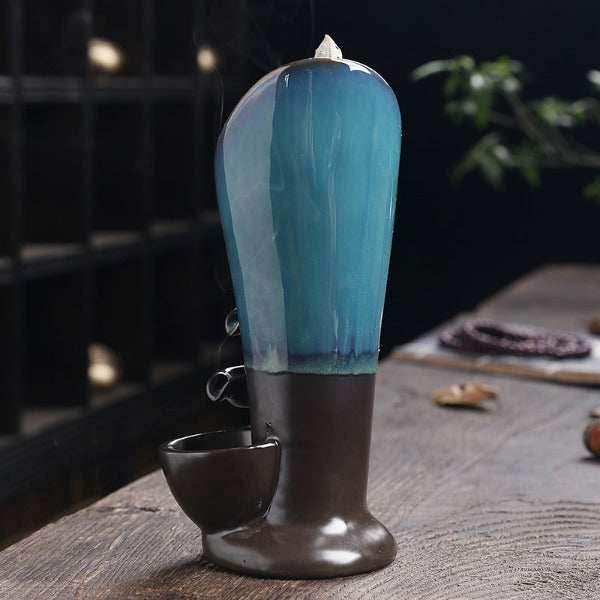 SpaceKeeper Waterfall Backflow Incense Burner - Blue