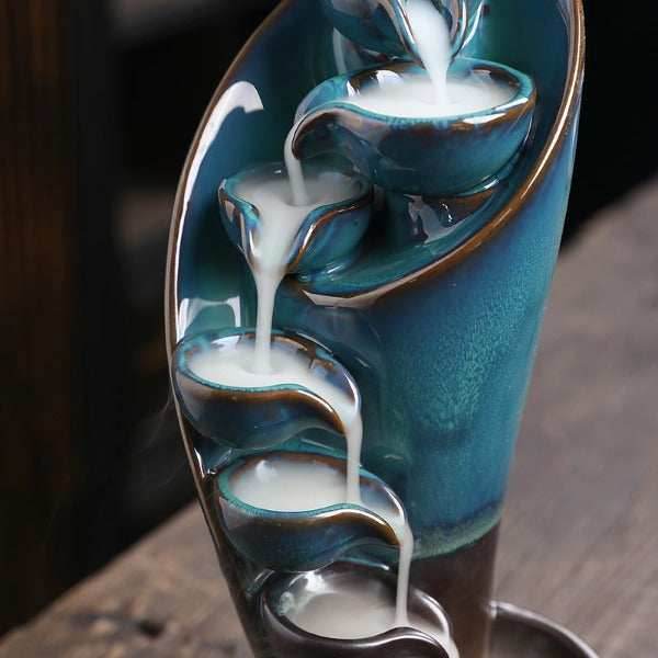 SpaceKeeper Waterfall Backflow Incense Burner - Blue