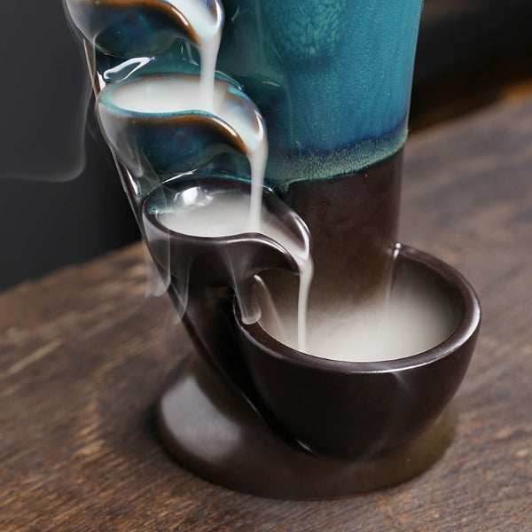 SpaceKeeper Waterfall Backflow Incense Burner - Blue
