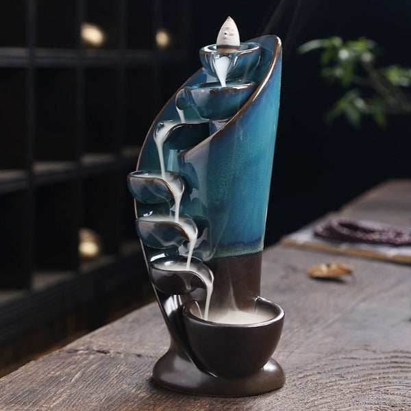 SpaceKeeper Waterfall Backflow Incense Burner - Blue