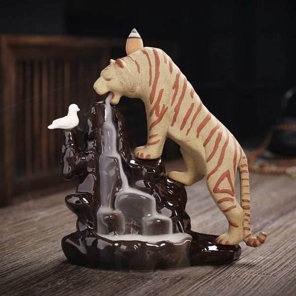 Bengal Tiger Backflow Incense Burner - Brown
