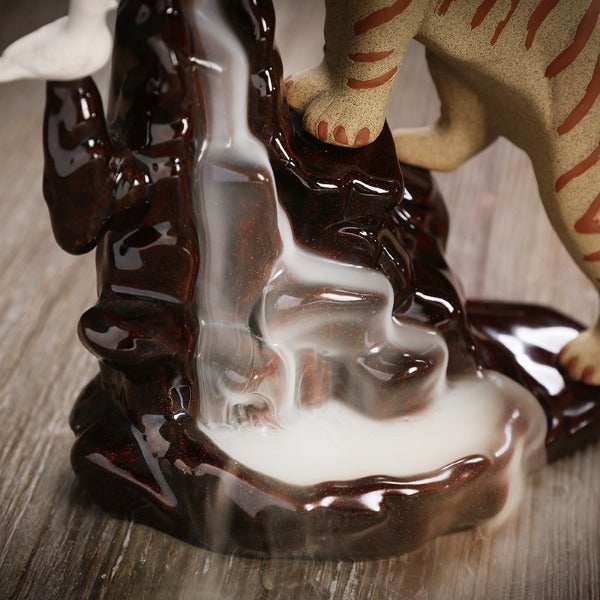 Bengal Tiger Backflow Incense Burner - Brown