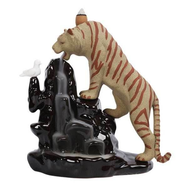 Bengal Tiger Backflow Incense Burner - Brown