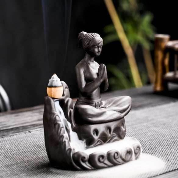 Yoga Meditation Incense Burner Waterfall - Brown 1