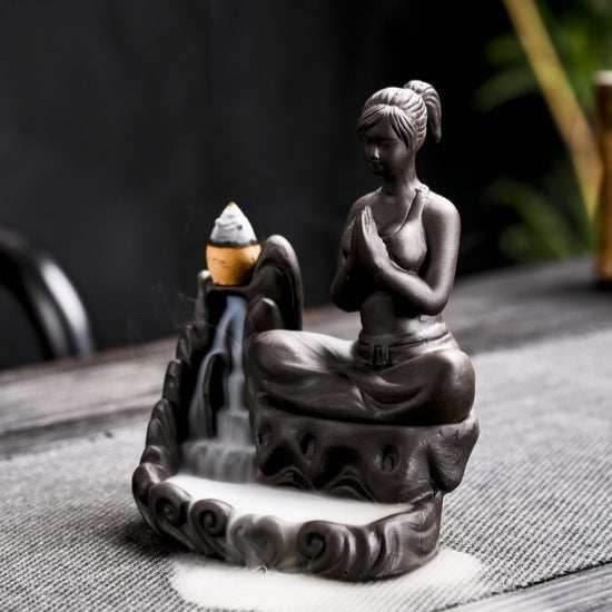 Yoga Meditation Incense Burner Waterfall - Brown 1