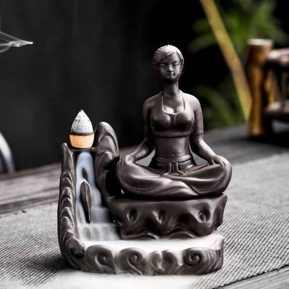 Yoga Meditation Incense Burner Waterfall - Brown 1