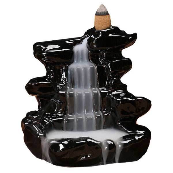 Black Cascade Waterfall Backflow Incense Burner - Black