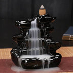 Black Cascade Waterfall Backflow Incense Burner - Black
