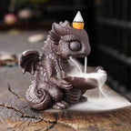 Cute Dragon Waterfall Backflow Incense Burner - Brown