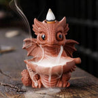 Cute Dragon Waterfall Backflow Incense Burner - Orange