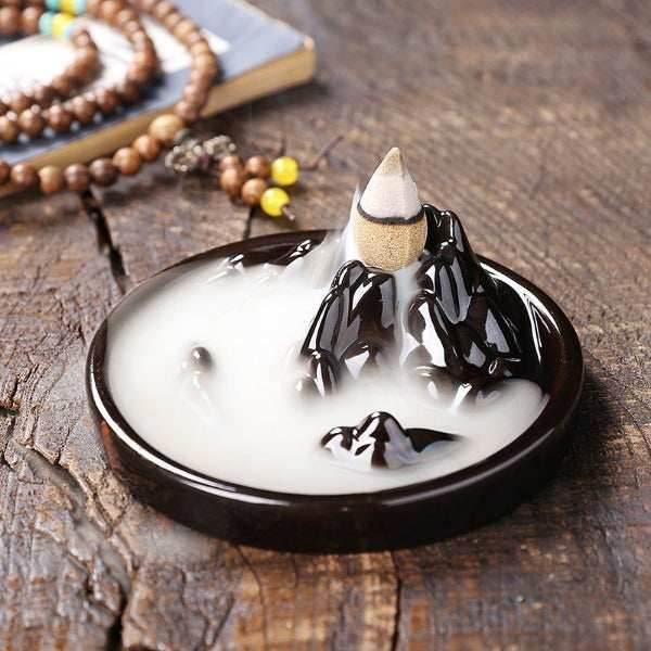 Volcano Round Backflow Incense Burner - Brown