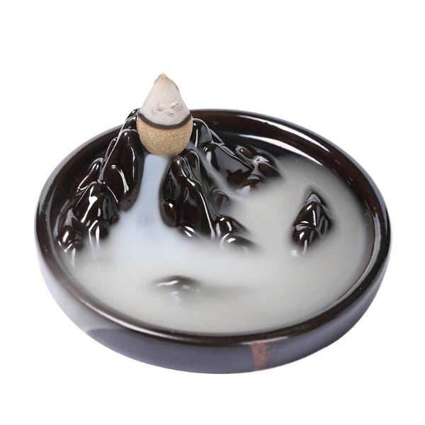 Volcano Round Backflow Incense Burner - Brown