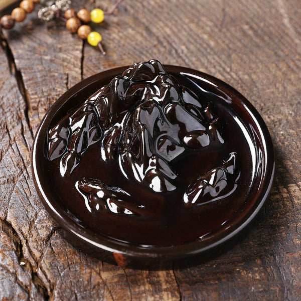 Volcano Round Backflow Incense Burner - Brown