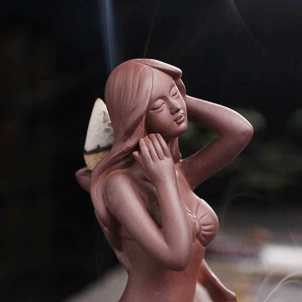 Mermaid Backflow Incense Burner - Brown