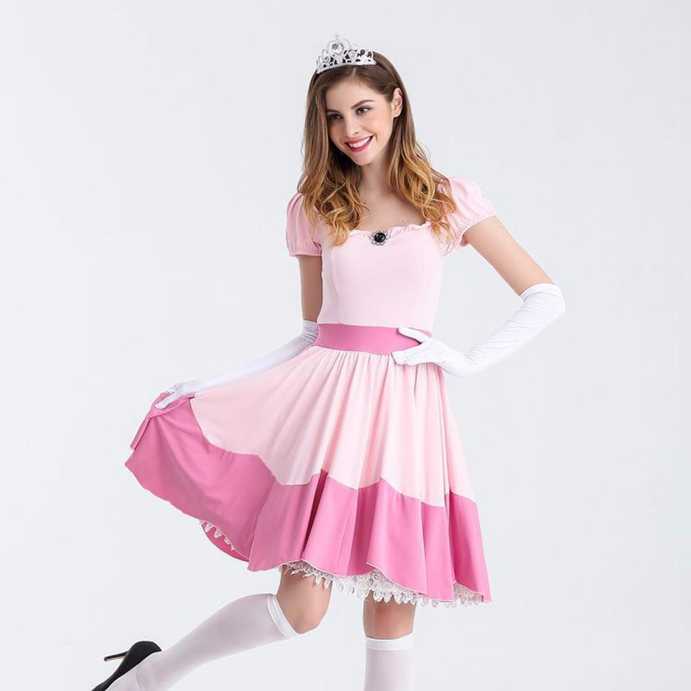 Adult Princess Peach Costume Women Princess Peach Cosplay Halloween Costumes