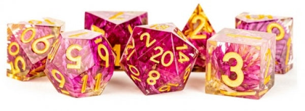 Handmade Sharp Edge Resin Dice Set: Thousand Day Red (7-Piece Polyhedral)