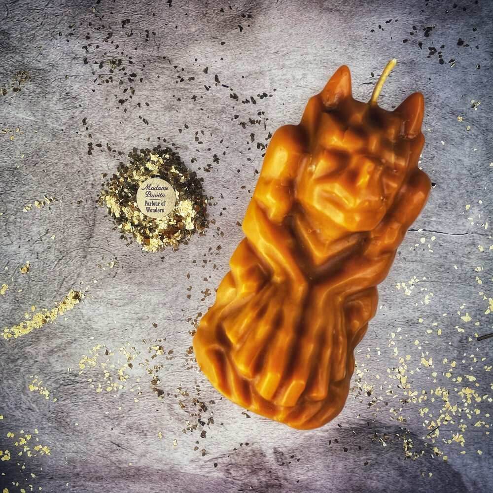 Beeswax Gargoyle Protector Spell Candle - Orange (Protecting New Ventures)