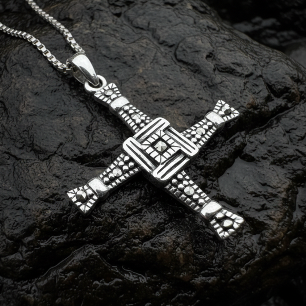 Marcasite Saint Brigid's Cross Necklace