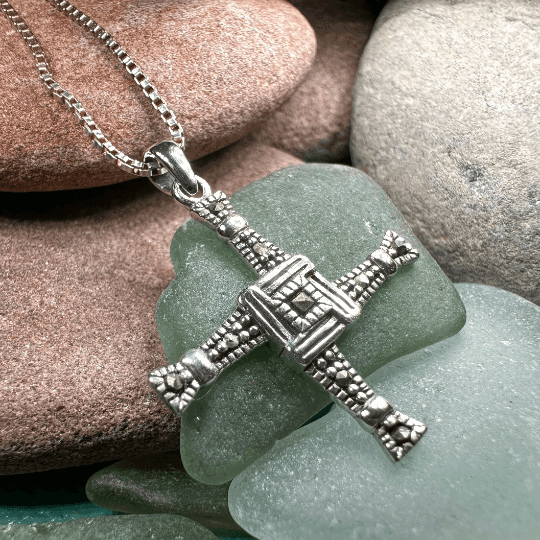 Marcasite Saint Brigid's Cross Necklace - 
