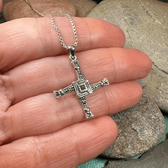 Marcasite Saint Brigid's Cross Necklace - 