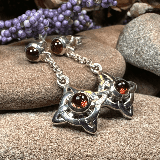 Celtic Protection Knot Earrings - Garnet