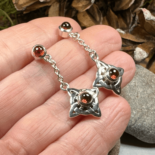 Celtic Protection Knot Earrings - Garnet