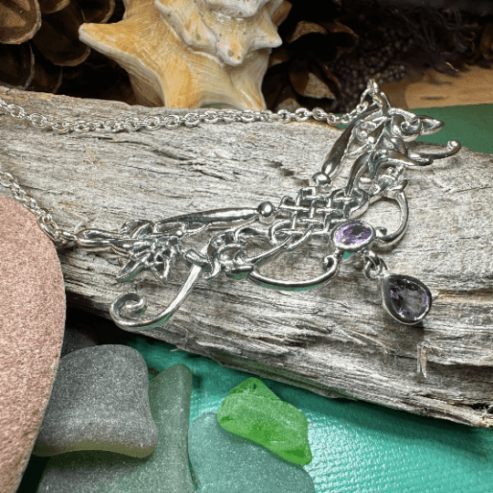 Aife Goddess Celtic Knot Necklace - Amethyst