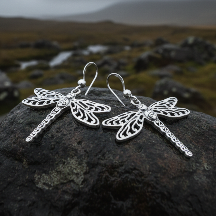 Triple Spiral Dragonfly Earrings