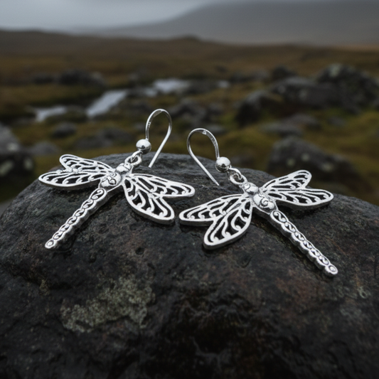 Triple Spiral Dragonfly Earrings