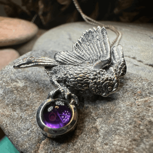 Regal Owl Necklace - Amethyst