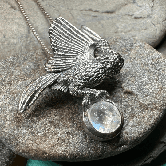 Regal Owl Necklace - Moonstone
