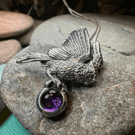 Regal Owl Necklace - Amethyst
