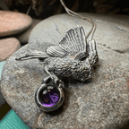 Regal Owl Necklace - Amethyst