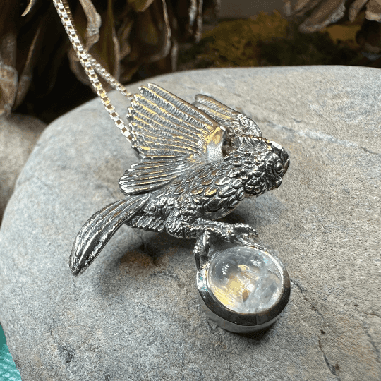 Regal Owl Necklace - Amethyst