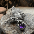 Regal Owl Necklace - Amethyst