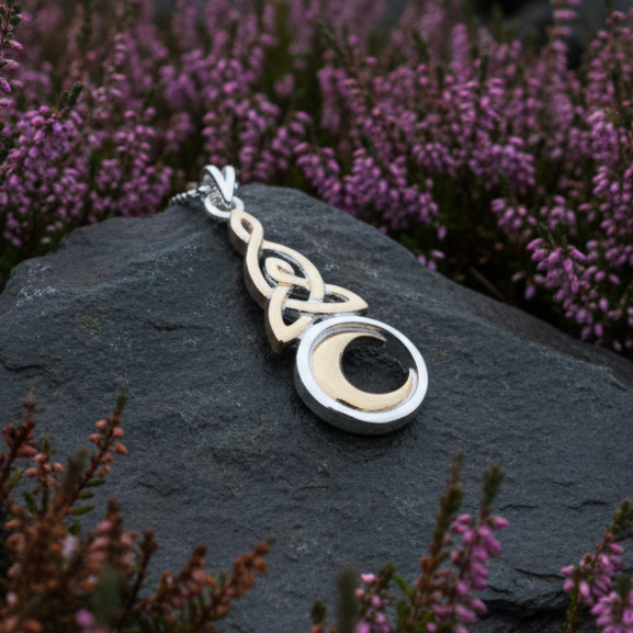Trinity Crescent Moon Necklace