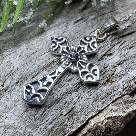 Caitlyn Celtic Cross Necklace - Amethyst