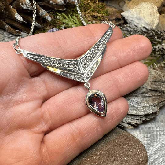 Celtic Chevron Necklace - Amethyst