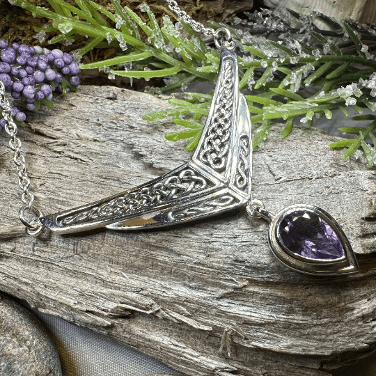 Celtic Chevron Necklace - Amethyst