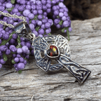 Celtic Cross Heart Necklace - Amethyst