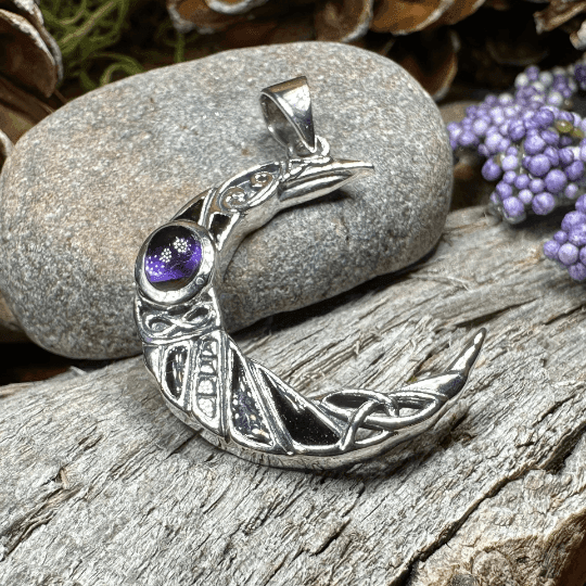 Aulay Raven Moon Necklace - Moonstone / 18