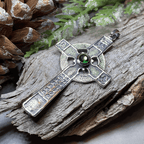 Gibrian Celtic Cross Necklace - 18 / Rainbow Moonstone
