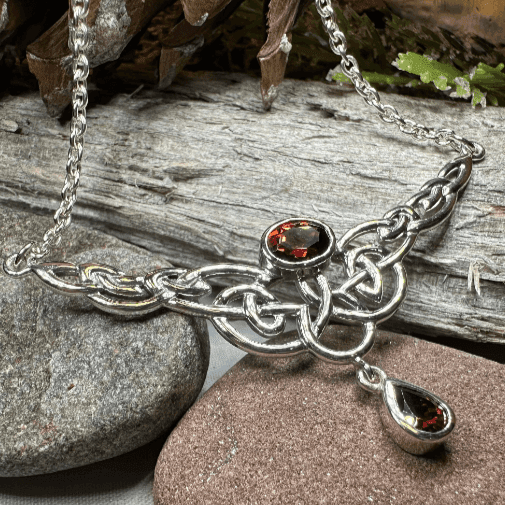 Eternal Love Celtic Knot Necklace - Garnet